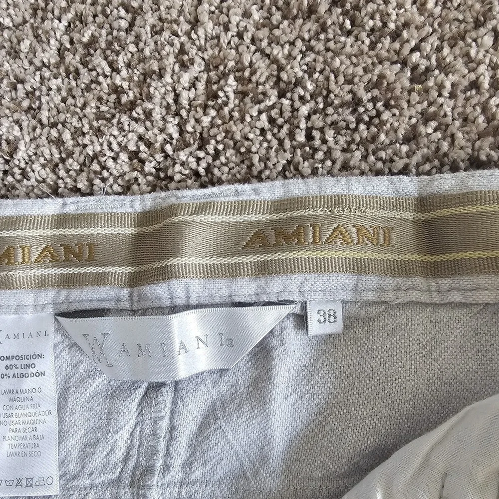 Amiani Mens 38x32 Linen Cotton Light Leg Pants Beachy Islander Dress Pants #43